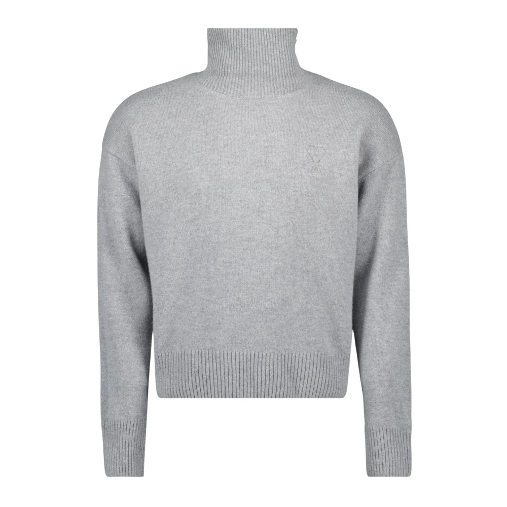 Ami Paris Men's Gray Roll Neck Jumper - Turtlenecks - M - Knitwear