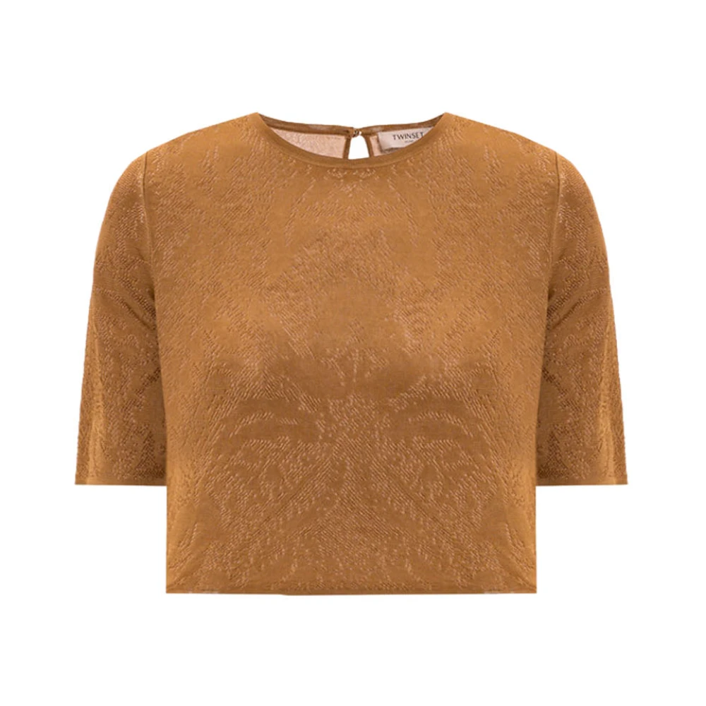 Twinset Women's Brown Blouses, S, Woven-Pattern Top