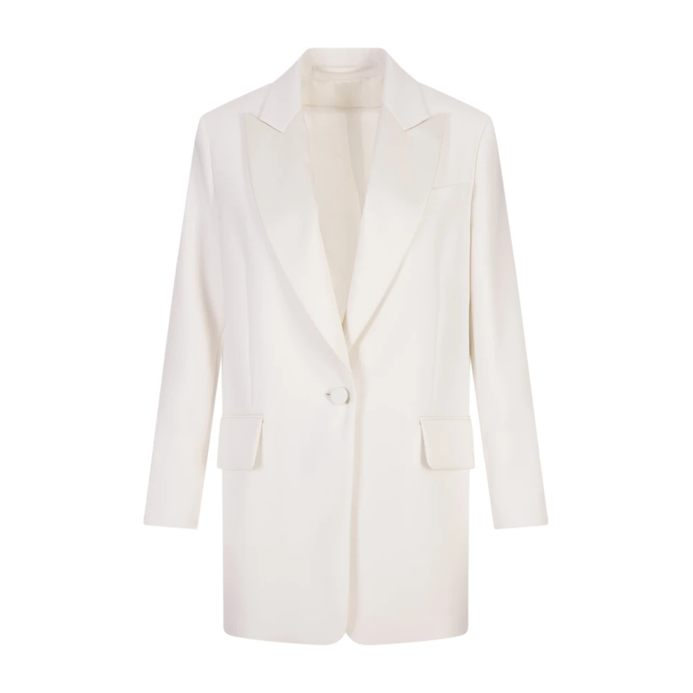 Max Mara Witte Tuxedo Jas Oversize Volume White Dames