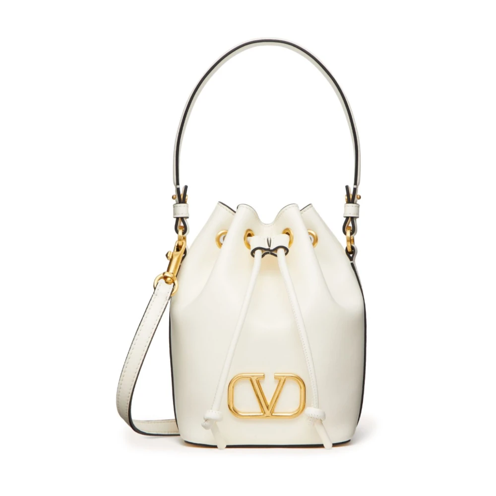 Valentino Garavani Witte Nappa Leren Trekkoord Tas White Dames
