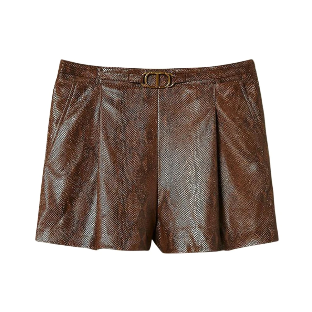 Twinset Hagedis Print Kunstleren Shorts Brown Dames