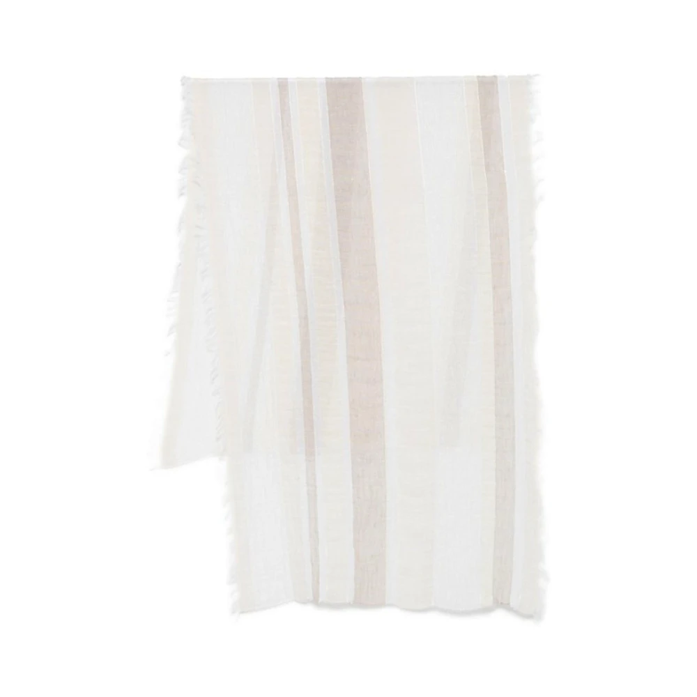 PESERICO Metallic Draad Gestreepte Sjaal Beige Dames