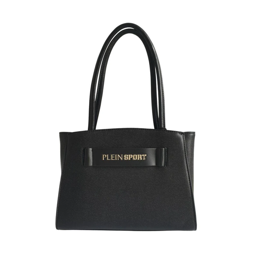 Plein Sport Handtas met logo drievoudig compartiment zwart Black Dames