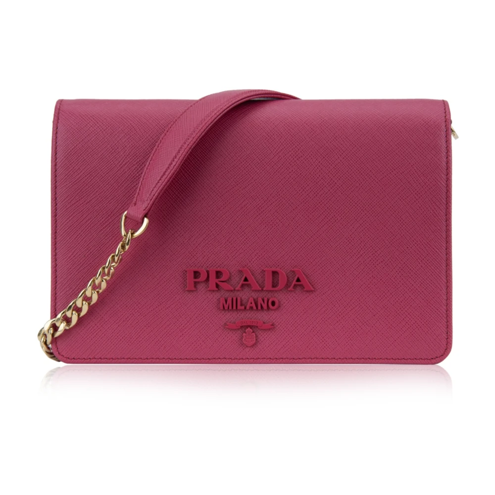 Prada Leren Schoudertas Magnetische Knoop Pink Dames