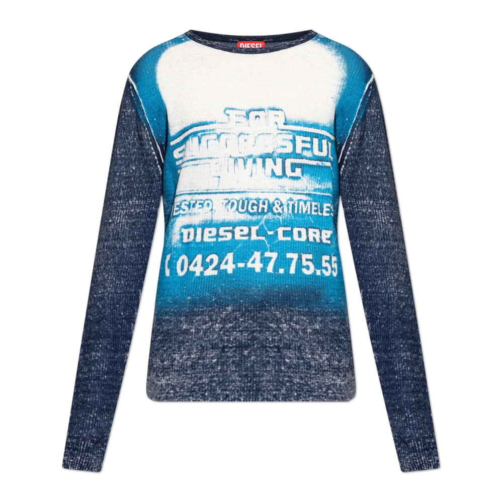 Diesel Mannelijk Blauw Tops Heren, S, Linnen, Ribgebreide Top