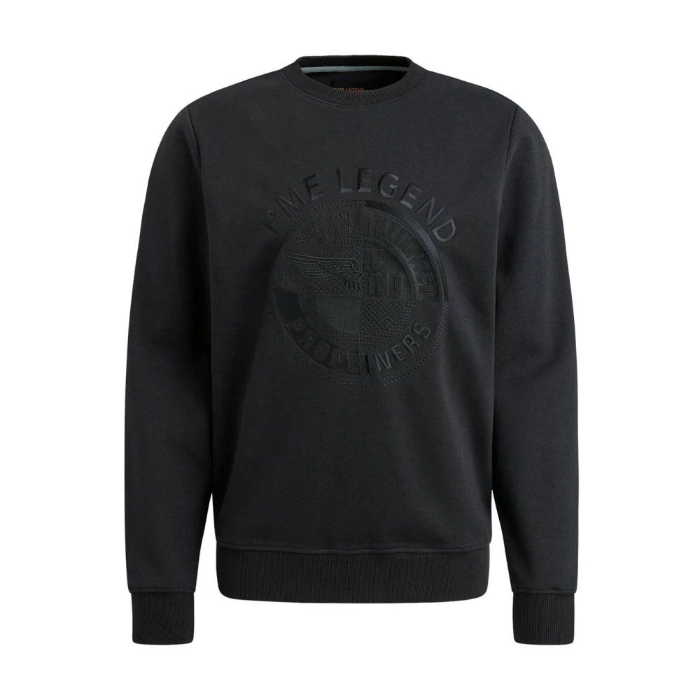 PME Legend Crewneck Pique Double Face Sweatshirt Black Heren