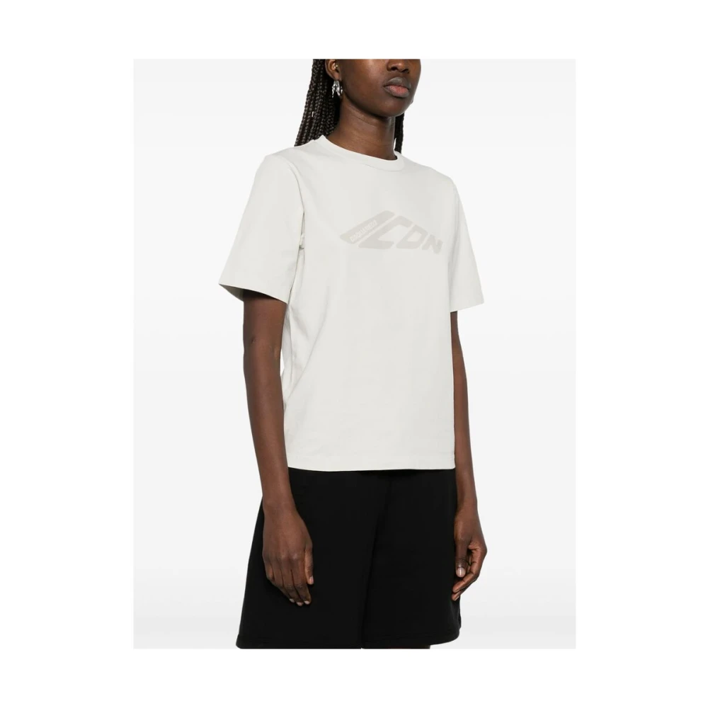 Dsquared2 Lichtgrijs Logo Print Crew Neck T-shirt Gray Dames