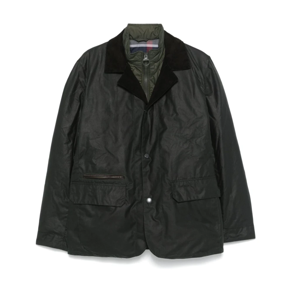 Barbour Groene Gewaxte Gewatteerde Jas Green Heren