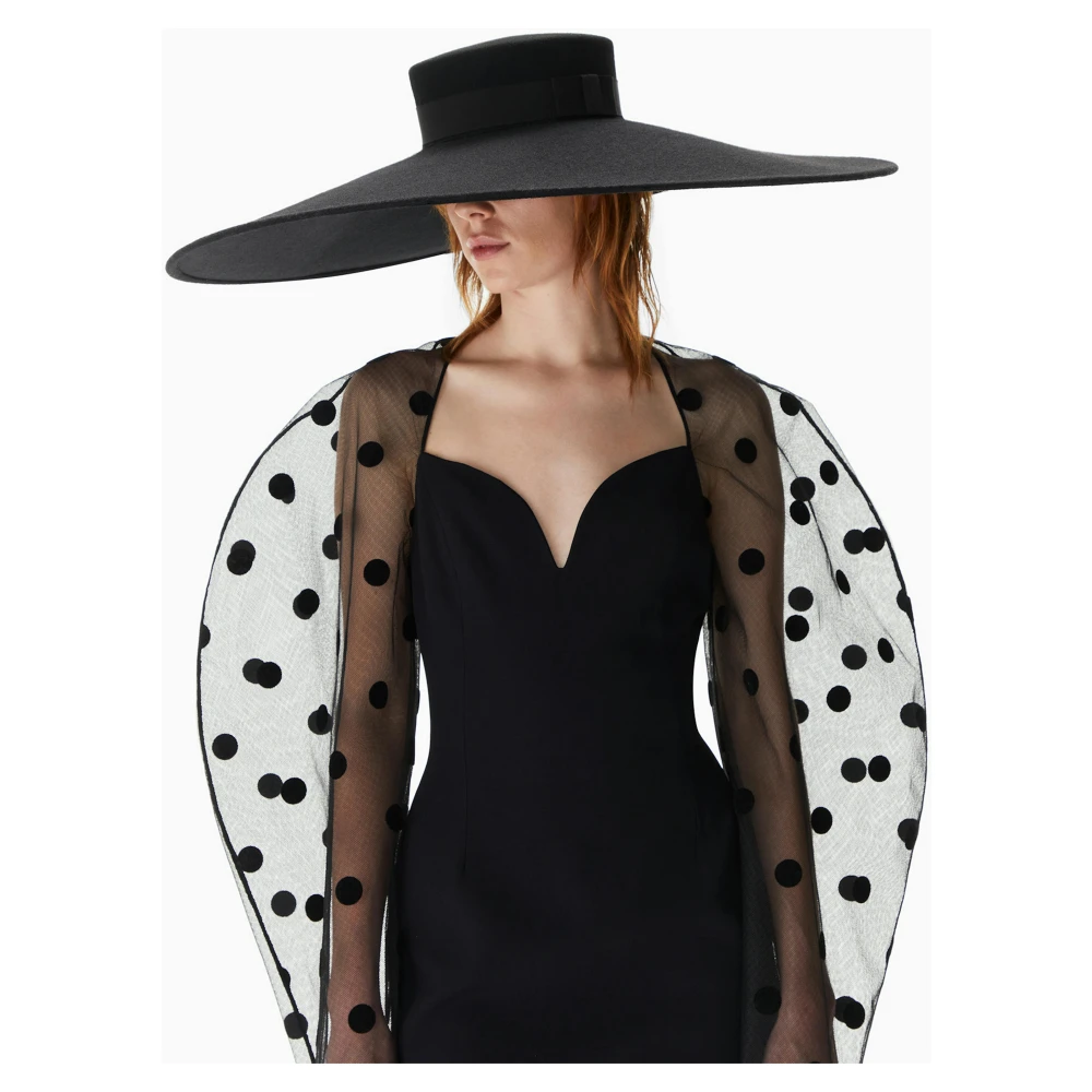 Nina Ricci Zwarte Wol Capeline Hoed Black Dames