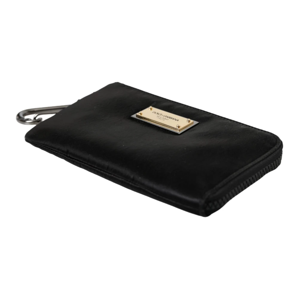 Dolce & Gabbana Zwarte Nylon Logo Plaque Sleutelhanger Tas Clutch Black Heren