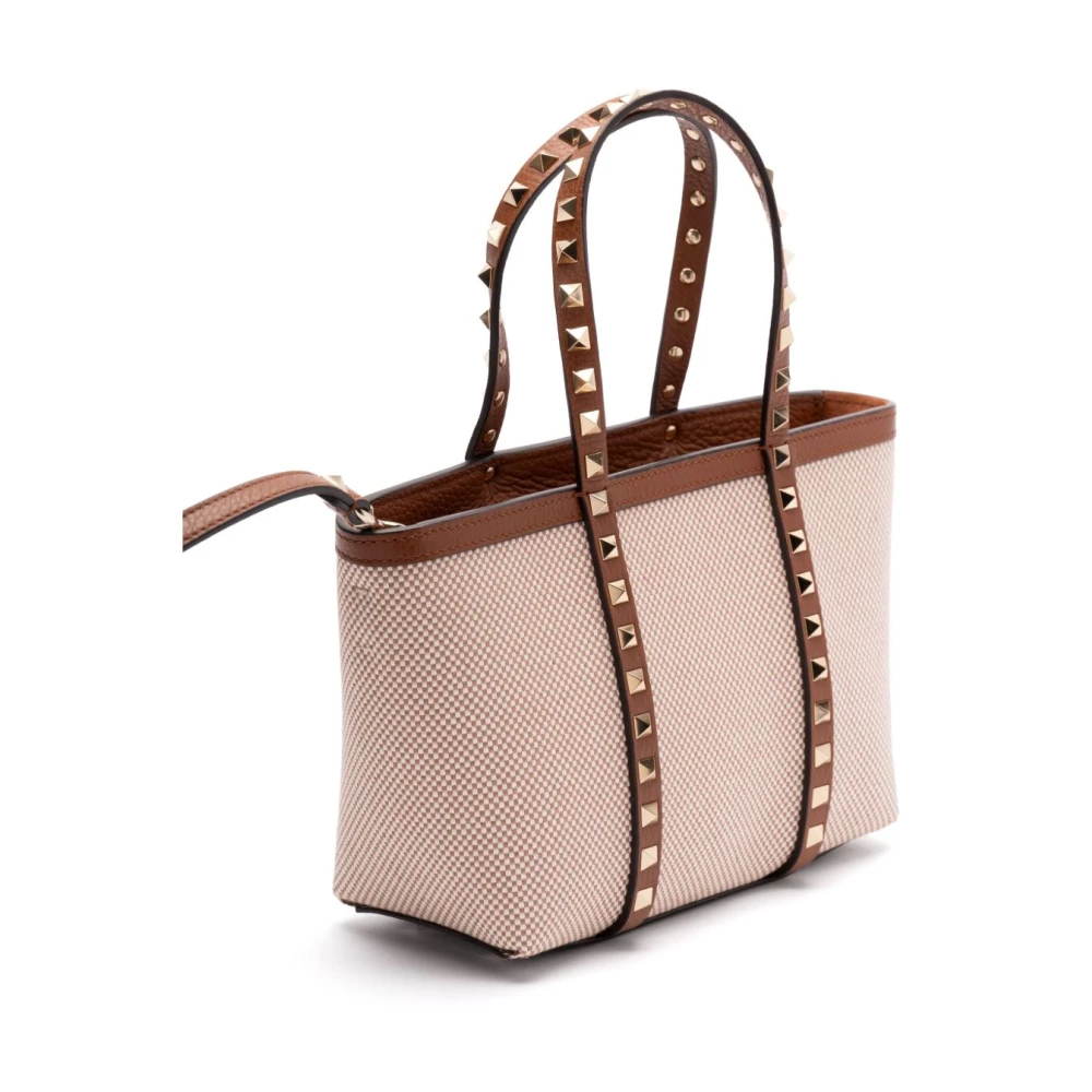 Valentino Garavani Bruine leren schoudertas met studs Brown Dames