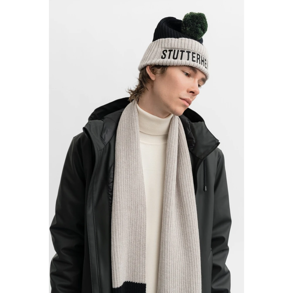 Stutterheim Pompon Ribgebreide Beanie Black Heren