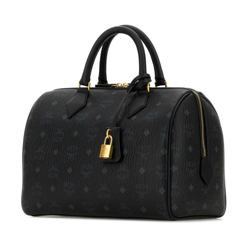 MCM Ella Boston Canvas Handtas Black Dames