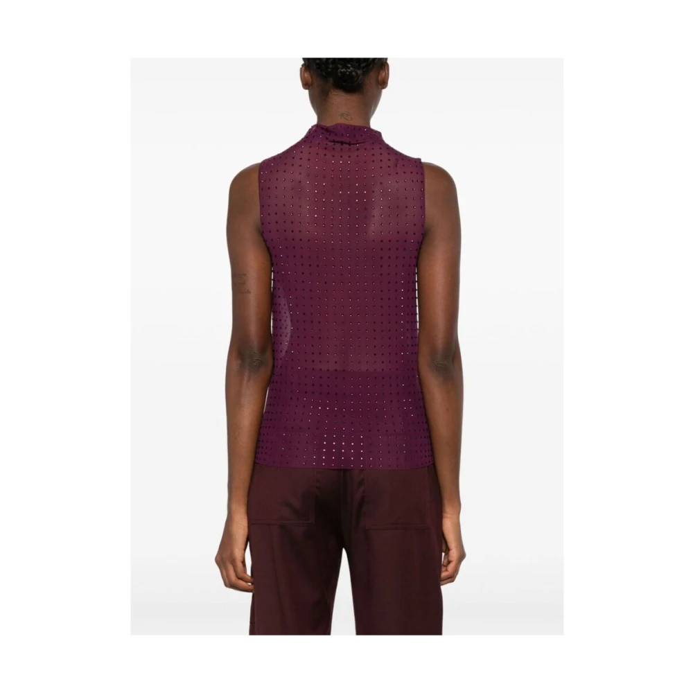 pinko Pruim Paarse Tule Strass Sweater Purple Dames