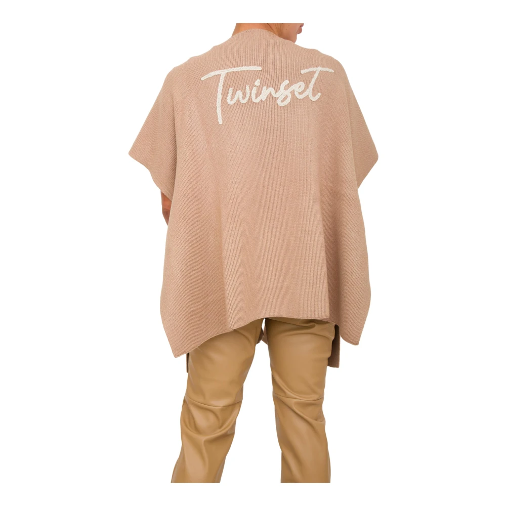 Twinset Beige Poncho voor Stijlvolle Look Beige Dames
