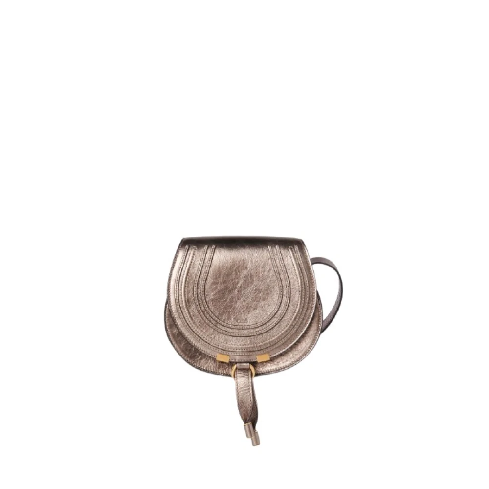 Chloé Metallic Leren Zadeltas met Kwast Gray Dames