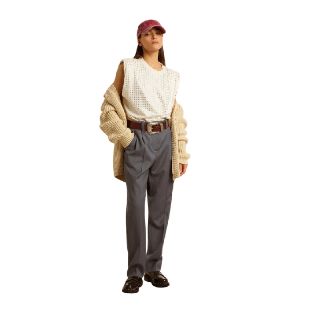 Golden Goose Suikerpapier Rechte Pijp Wollen Broek Gray Dames