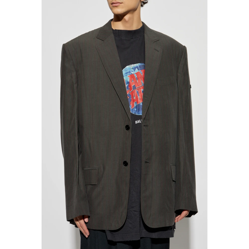 Balenciaga Blazer met krijtstreep patroon Gray Heren