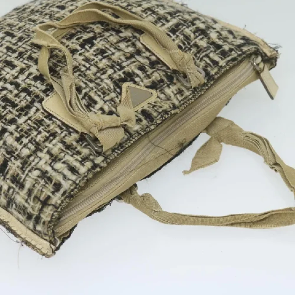 Prada Vintage Pre-owned Wool handbags Beige Dames