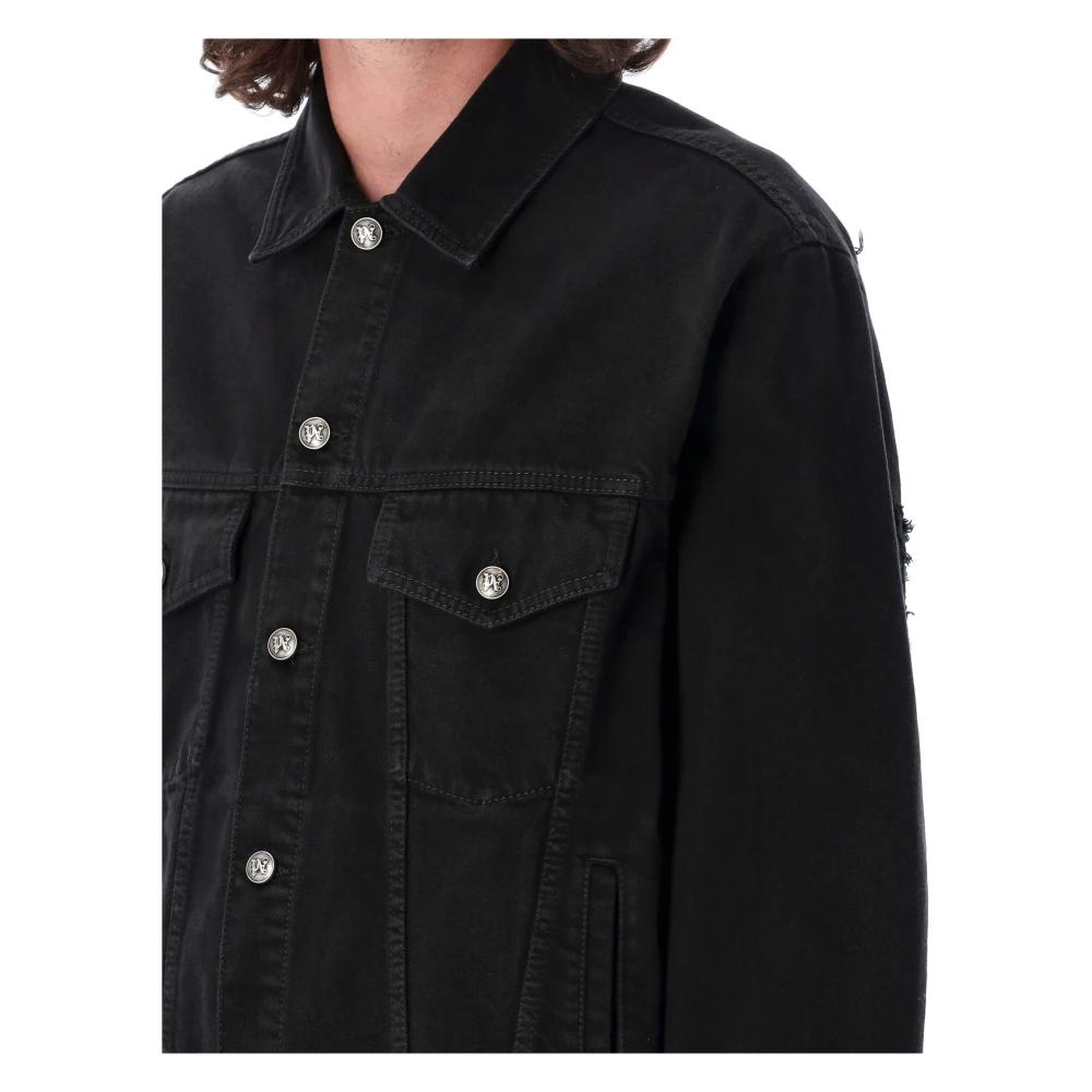 Palm Angels Monogram Denim Jack Zwart Aw24 Black Heren