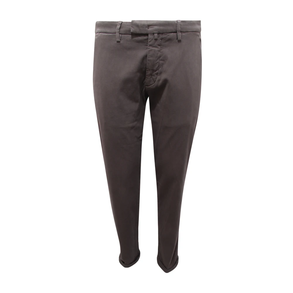 Briglia Men's Gray Slim Cotton/Tencel Trousers Vintage Effect