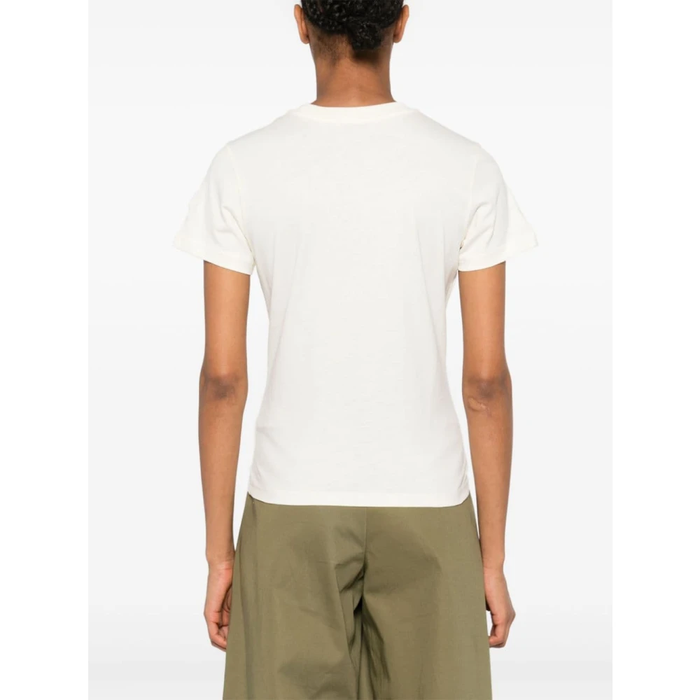 Moncler Witte T-shirts en Polos met Kristal Logo White Dames
