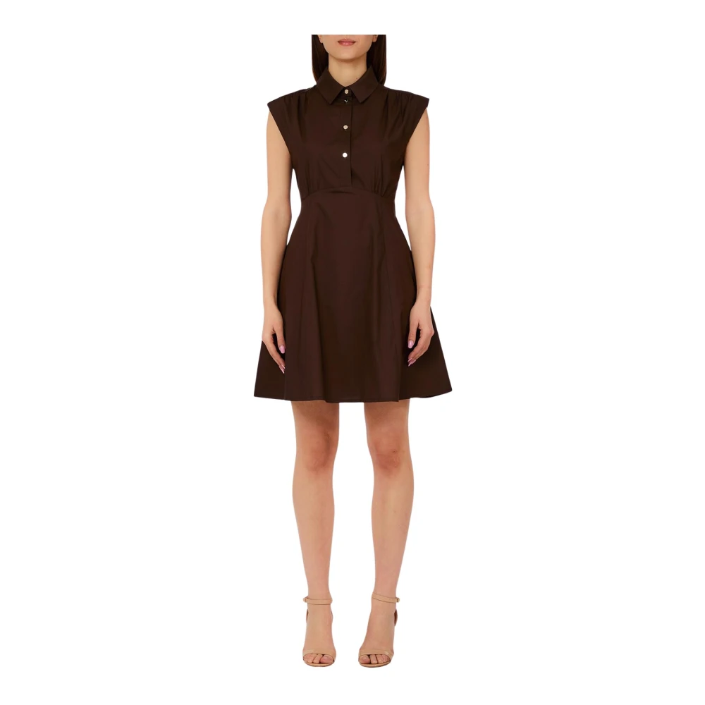 Liu Jo Donna Marrone Short Poplin Dress