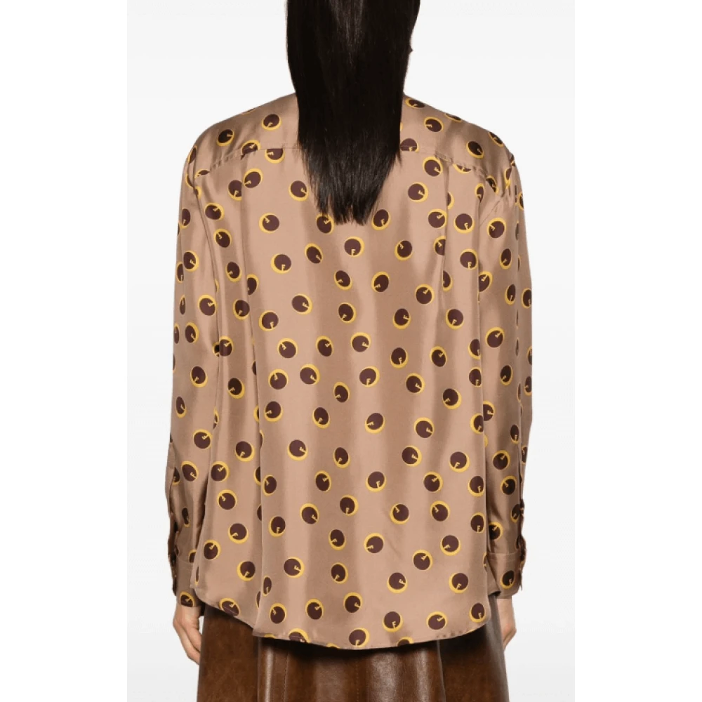Fendi Zijden polka dot overhemd Brown Dames