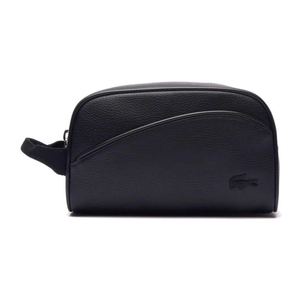 Lacoste Tennis-geïnspireerde leren toilettas Black Dames