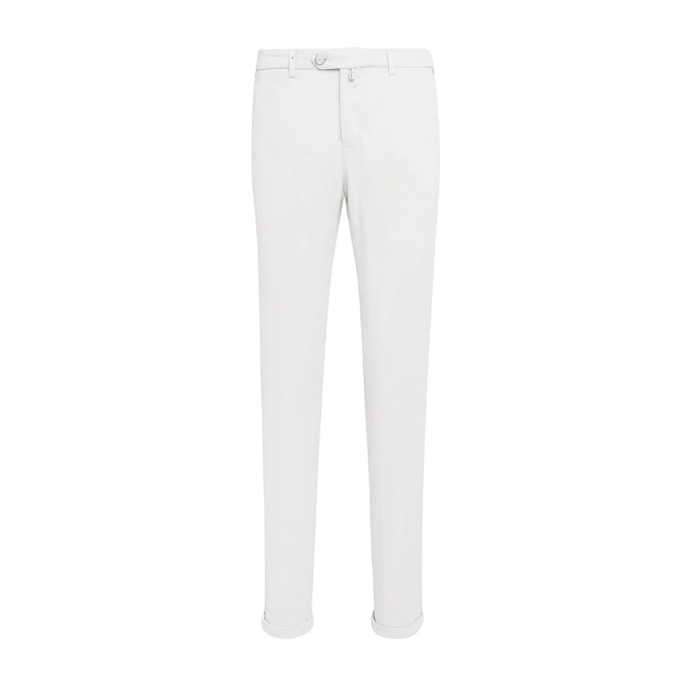 Kiton Witte Stretchkatoenen Slim Fit Broek White Heren