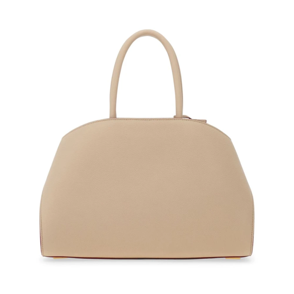 Salvatore Ferragamo Beige Gehamerd Leren Handtas met Gouden Hardware Beige Dames