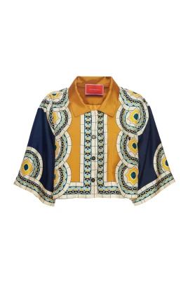 Cropped Silk Boxy Shirt
