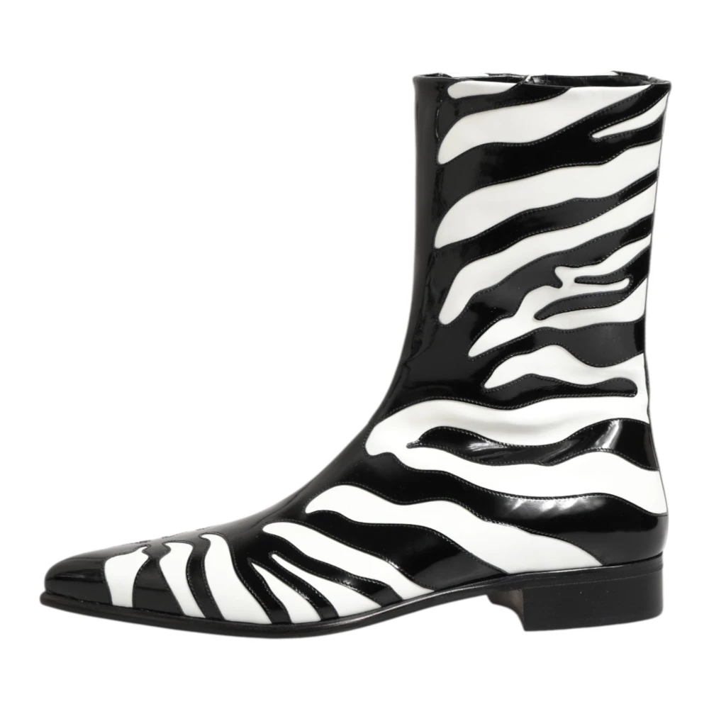 Dolce & Gabbana Men's Black Cowboy & Biker Boots, 10 Uk, Mid Calf Boots