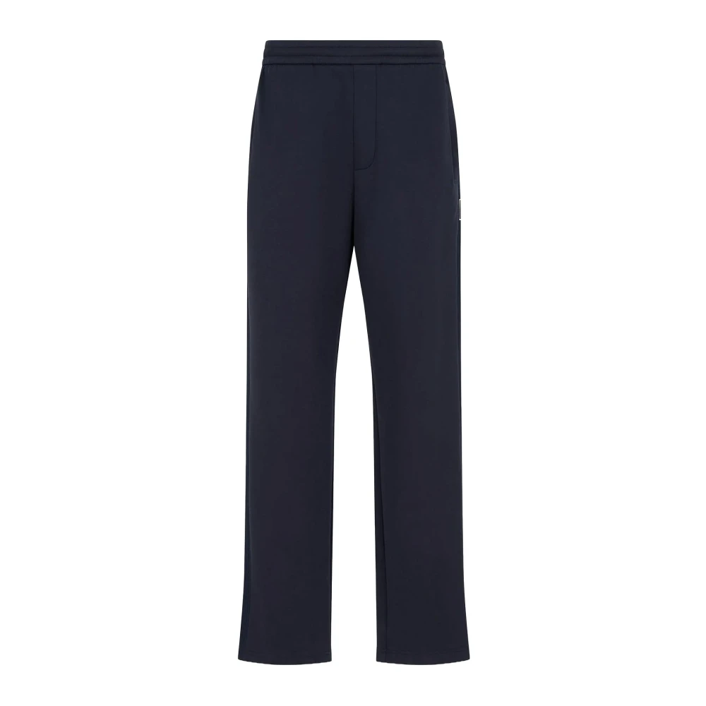 Armani Exchange Men's Blue Jersey Pants High Waist Pockets