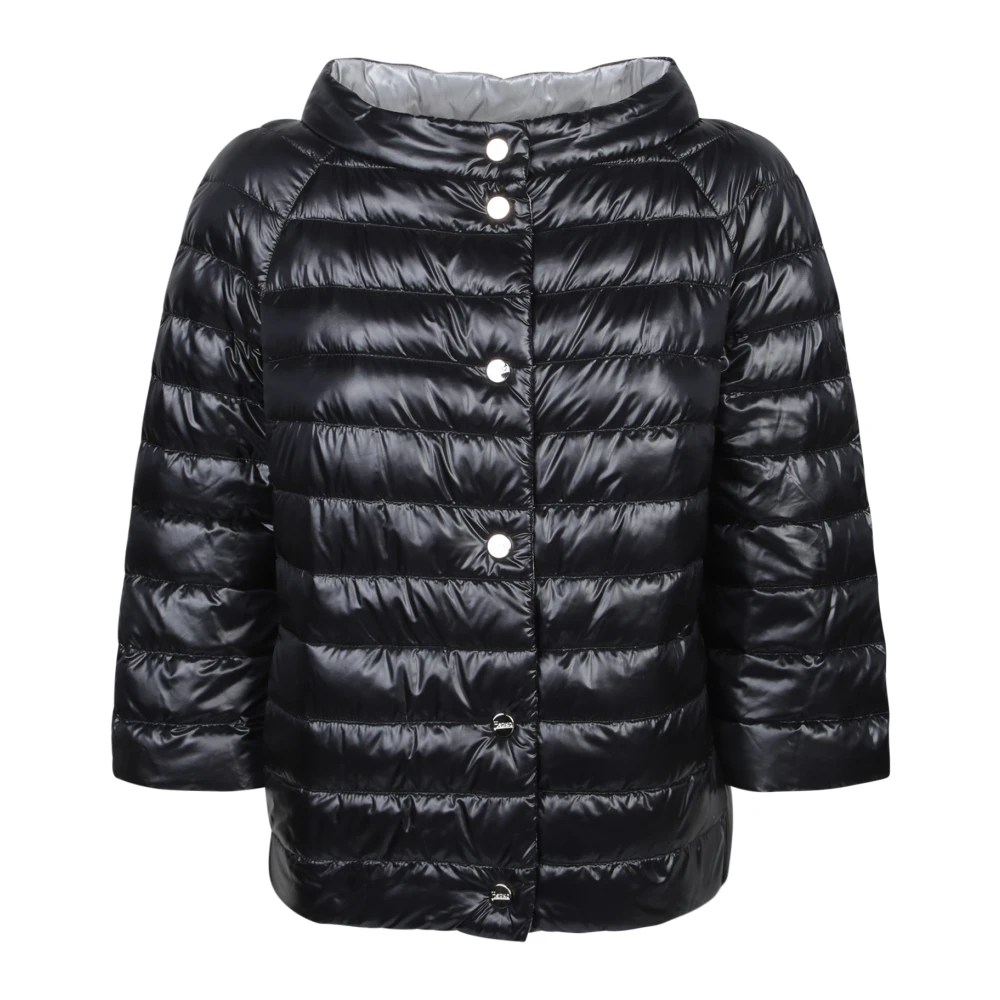 Herno Women's Black Down Jackets,, Reversible Ultralight Quilted Cape Extra Large