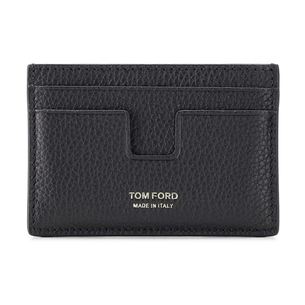 Tom Ford Men's Black Grain Leather Cardholder - Wallets & Cardholders - One Size - Accessories