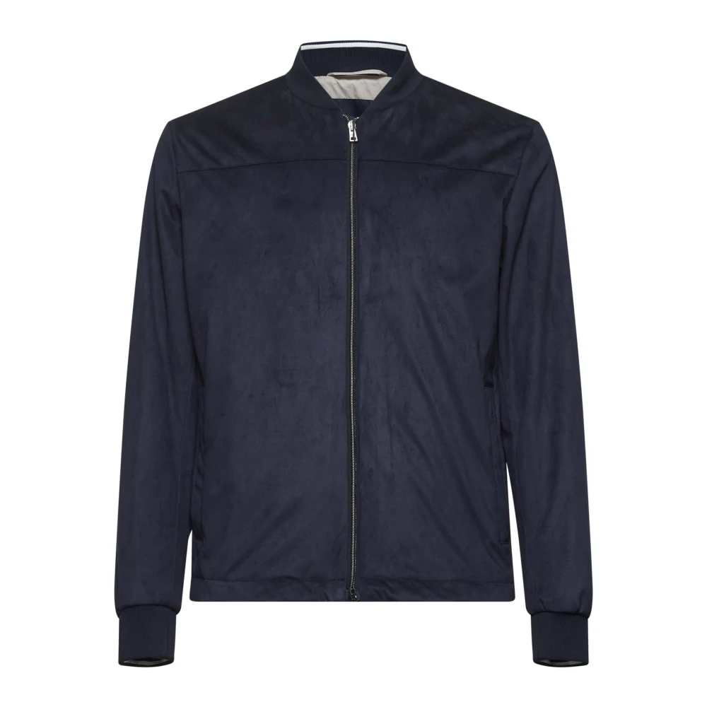 Herno Blauwe Bomberjack met Geribbelde Kraag Blue Heren