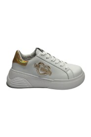 Weiß/Gold Leder Love Sneaker