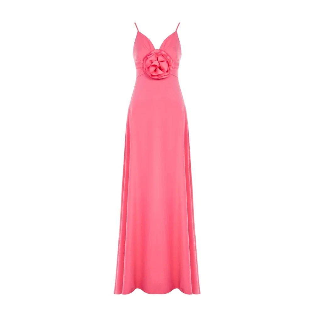 RINASCIMENTO Satijnen Jurk met Bloemenbroche Pink Dames