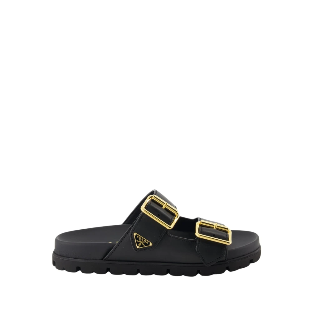 Prada Läder Slide Sandaler Black, Dam