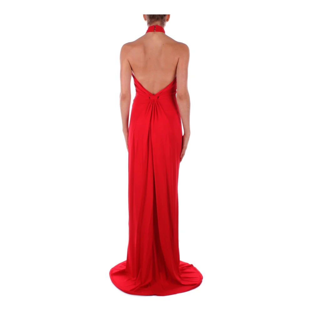 Elisabetta Franchi Rode Loper Rode Jurk met Hoge Split Red Dames