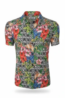Camicia Fantasia Floreale con Lettering Allover