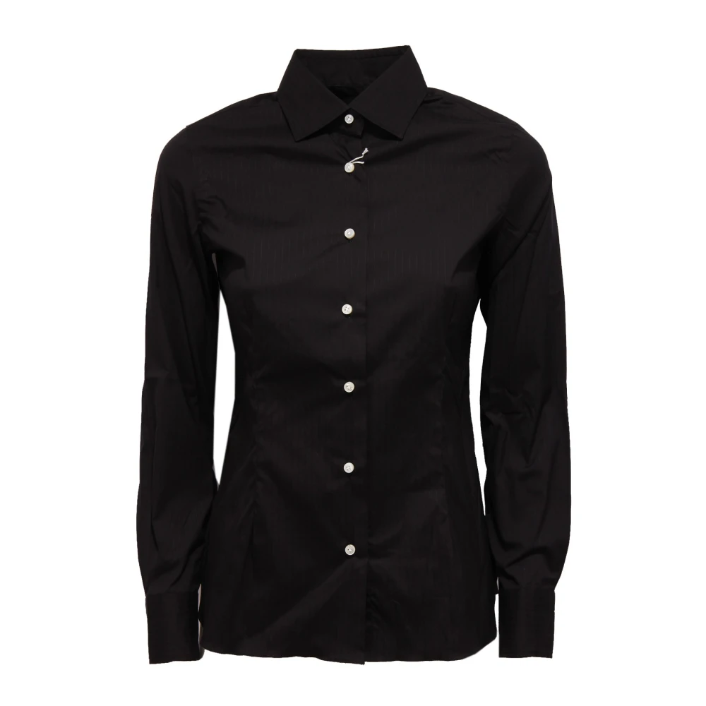 Barba Women's Black Shirts, S, Cotton Shirt Made In Italy