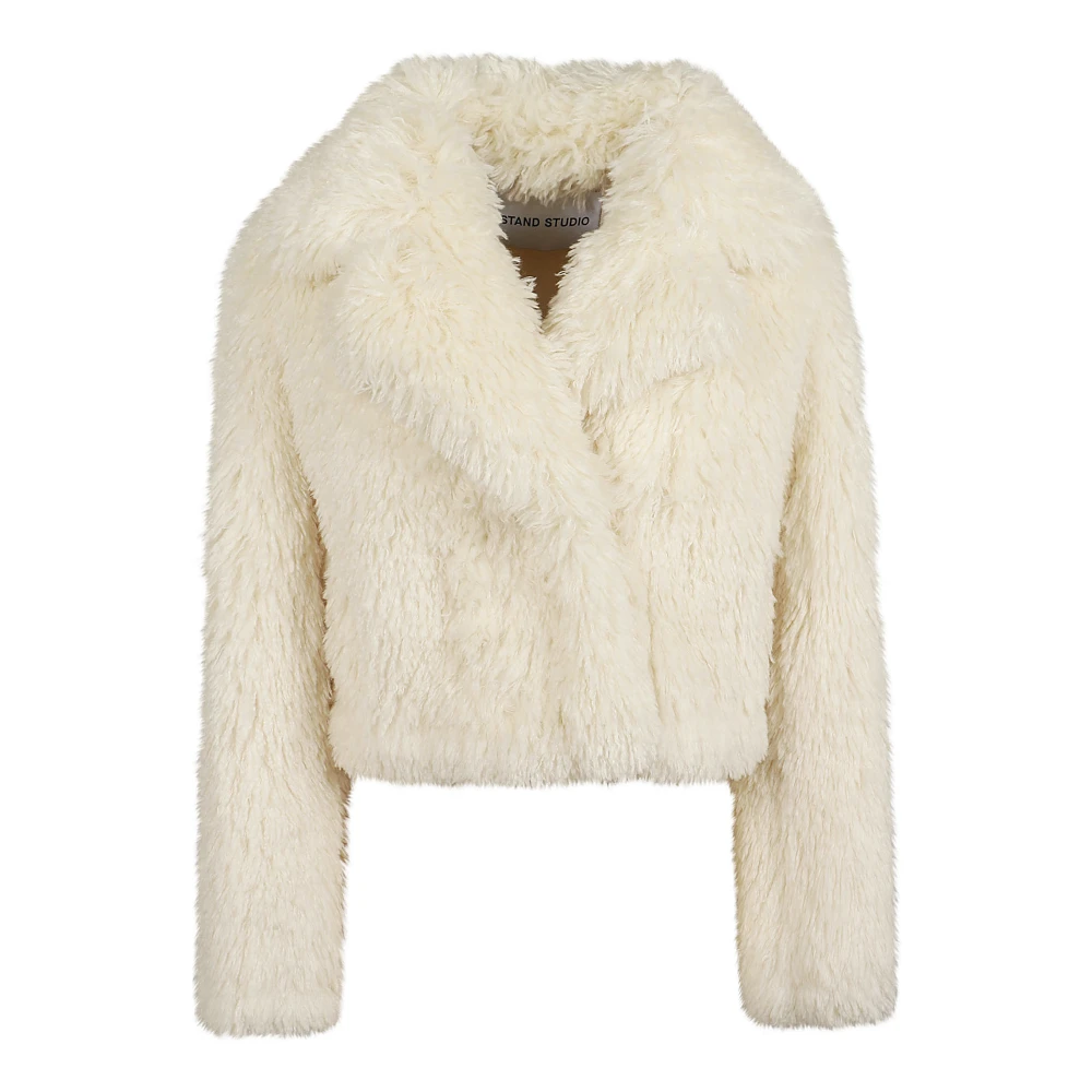 Stand Studio Lyxig Faux Fur Shearling Jacka White, Dam