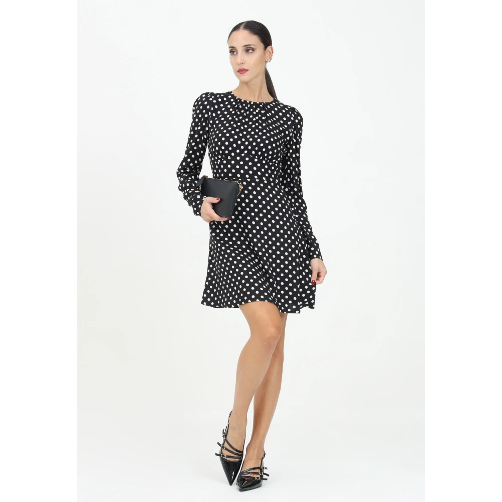 Mar De Margaritas Polka Dot Korte Jurk Elegant Retro Black Dames