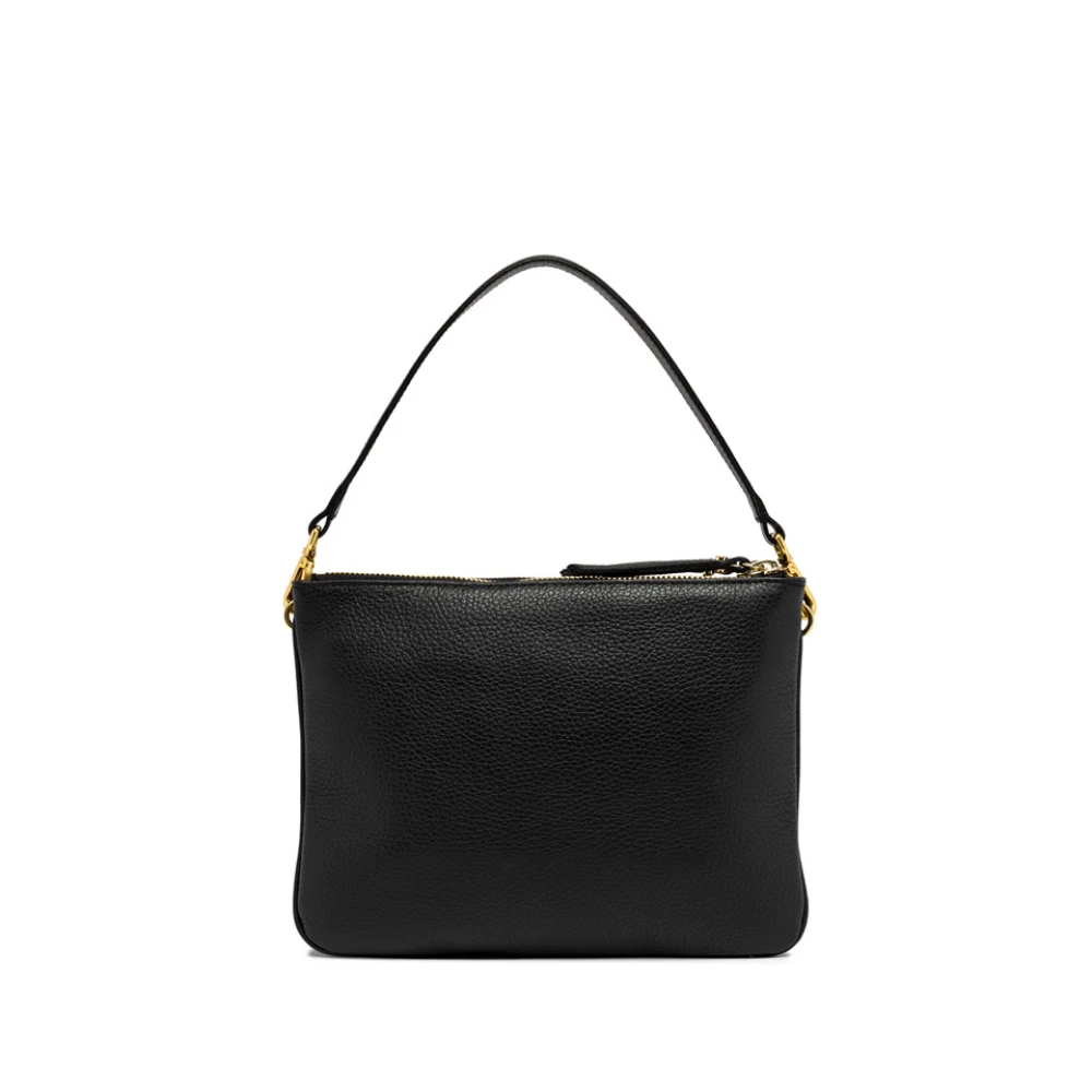 Gianni Chiarini Mat leren schoudertas met rits Black Dames