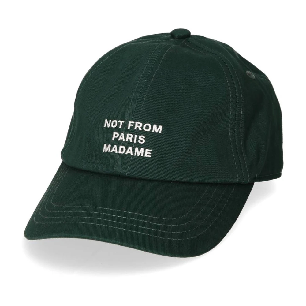 Drole de Monsieur Donkergroene Slogan Pet Stijlvol 6-Panel Green Heren