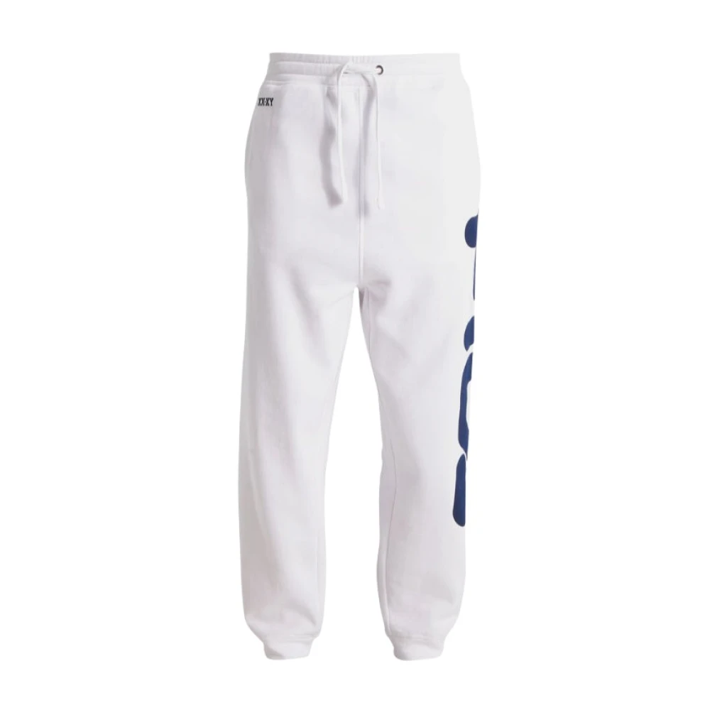 Fila Klassieke Pluche Trainingsbroek in Wit White Heren