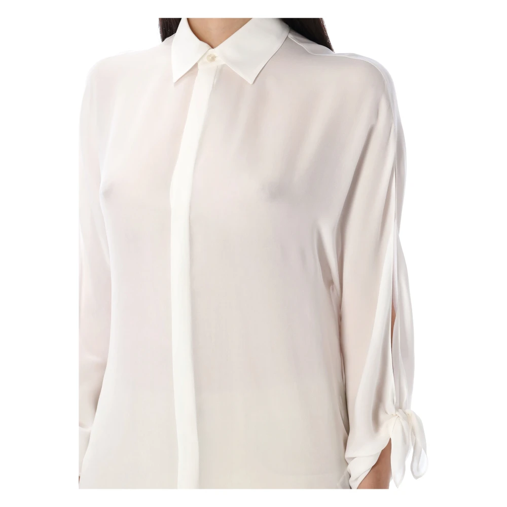 Ralph Lauren Karen Silk Georgette Blouse White Dames