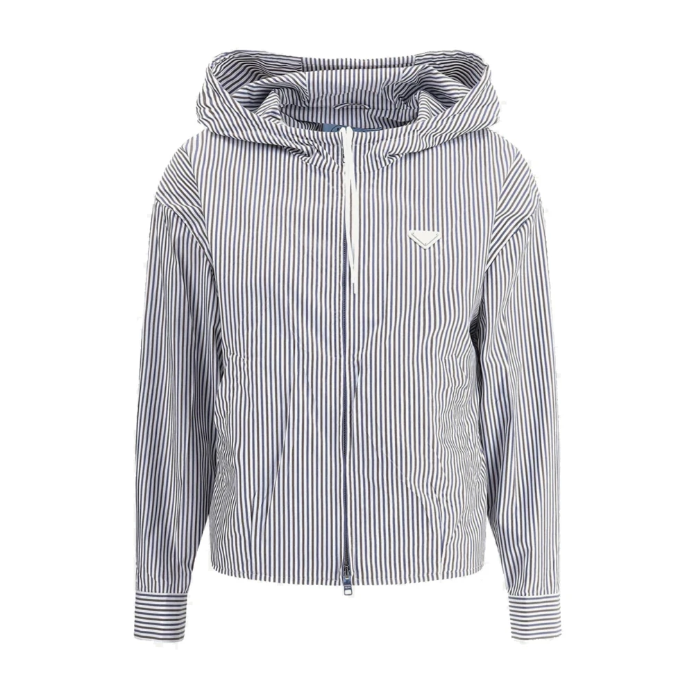Prada Women's Multicolor Striped Hooded Jacket - Zip-Throughs - M - Sweatshirts & Hoodies